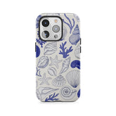 Croquis de coquillages indigo